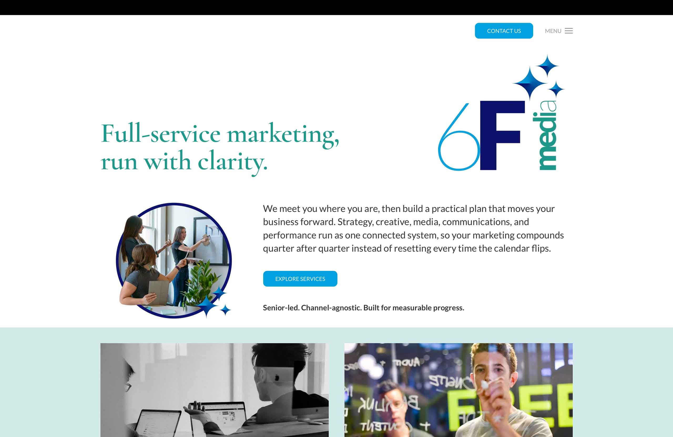 The 6F Media marketing agency branding and website design created by GWL Creative.