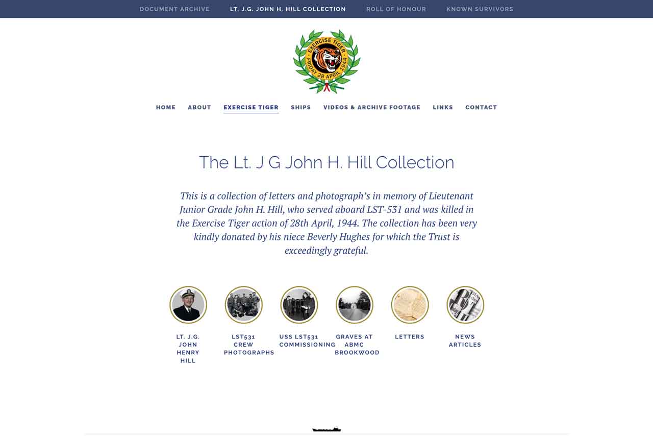 Exercise Tiger: The Lt. J G John H. Hill Collection home web page.